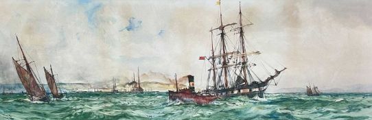 ‡ CHARLES DIXON watercolour - entitled 'Swansea Bay', signed and dated '95, 22 x 68cms Provenance: