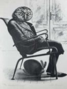 ‡ JOHN ROBERTS monochrome print – entitled ‘The Reluctant Concierge’, signed, 48.5 x 40cms