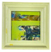 NEALE HOWELLS acrylic on board - untitled, in mustard coloured frame, signed verso, 19 x 19cms