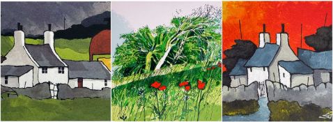 ‡ STEPHEN JOHN OWEN limited edition prints - untitled, two prints of white washed farm houses,