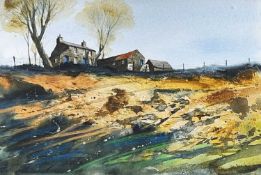 ‡ JOHN CLEAL watercolour - landscape with farmhouse, signed in full, 32 x 49cms Provenance: