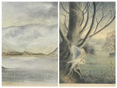 J STARKEY (?) watercolour - Snowdonia, indistinctly signed 25 x 52cms and PHILO SNOW limited edition