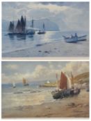 WARREN WILLIAMS limited edition prints - entitled 'Landing the Catch, Dinnas Bay, Anglesey', 35 x