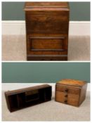 VICTORIAN OAK CELLARETTE with brass side handles, 55cms H, 40cms W, 37cms D, together with TAMBOUR