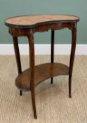 NAPOLEON III STYLE KINGWOOD OCCASIONAL TABLE, gilt brass appliques, inlaid pink variegated marble