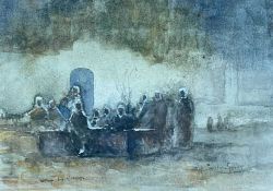 FRANK SPENLOVE-SPENLOVE (1864-1933) watercolour - 'Outside the Mosque', signed and titled, 11.5 x