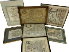 ASSORTED ANTIQUE WELSH COUNTY MAPS, including Saxton 'Glamorgan', Ogilby 'Chester to Cardiff',