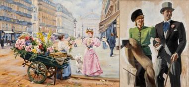 ‡ JAMES STROUDLEY (1906-1985) acrylic on board - The Invitation, 1930's couple dressed for a