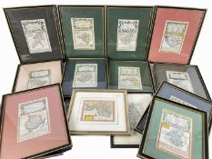 THIRTEEN EMANUEL BOWEN SMALL COUNTY ROAD MAPS, from Britannia Depicta, including 'The Road from