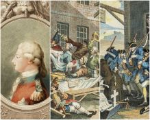 THREE 19TH C. COLOURED PRINTS, comprising mezzotint portrait of George Prince of Wales, later King