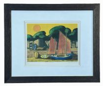 ‡ STAN ROSENTHAL limited edition (60/450) print - entitled verso 'Lugger at Porthclais', signed in