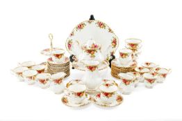 QUANTITY OF ROYAL ALBERT 'OLD COUNTRY ROSES' BONE CHINA TEAWARE including, boxed biscuit barrel, two