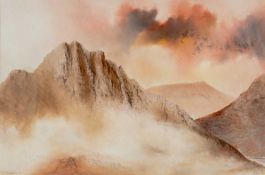 GEORGE AINSWORTH mixed media - 'Tryvan', signed and dated 3-98, old label verso, 46 x 70cms