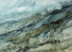 ‡ FREDERICK DONALD BLAKE watercolour - hillside cottage, signed, 33 x 46cms Provenance: private