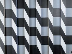 ‡ VALERIE GEM HUGHES boards construction and acrylic – abstract, entitled verso ‘Illusion 1’, signed