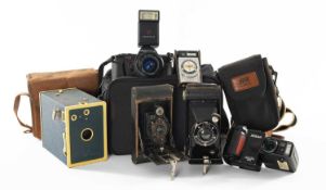 ASSORTED CAMERAS & ACCESSORIES comprising Pentax P30 with profile zoom 35~70mm lens, Pentax