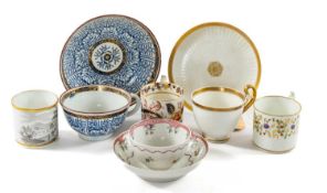 ASSORTED EARLY 19TH C. PORCELAIN CUPS, Swansea French fluted tea cup and saucer, two Crown Derby