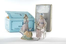 TWO LLADRO FIGURES, including, 'Land of Giants', 5716, 23cms h, and 'A Good Book', 5084, 24cms h (2)