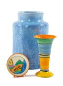 CLARICE CLIFF & PILKINGTON'S ROYAL LANCASTRIAN CERAMICS, comprising a small Clarice Cliff flared and