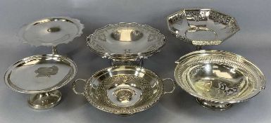 WMF & OTHER PLATED TABLEWARE comprising 4 x various tazzas / fruit stands and 2 x swing handled