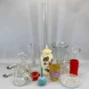 WHITEFRIARS ORANGE GLASS BARK EFFECT CYLINDRICAL VASE, 1960s, 18cms H, a studio glass vase with