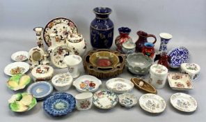 MASONS MANDALAY CANDLESTICK, 18.5cms H, ginger jar and cover, 13.5cms H, with other pieces, Wedgwood