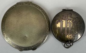 LADY'S 935 STAMPED CIRCULAR SILVER COMPACT & HALLMARKED ECCLESIASTICAL CIRCULAR LIDDED BOX, the