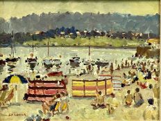 KEITH GARDNER RCA (British, b. 1933) oil on board - titled verso 'Hazy Day, Rhos Beach, Colwyn Bay',