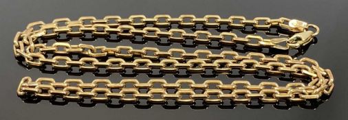 9CT GOLD PAPER LINK NECKLACE WITH LOBSTER CLASP, stamped 375, along with import duty marks, 55cms