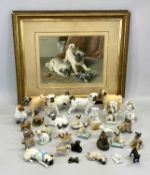 COLLECTION OF CERAMIC PUG DOG FIGURES, 19th Century and later, approx. 30, and a colour print pug,