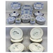 THOMAS GERMANY PORCELAIN DINNER SERVICE, white glazed, the border moulded with fish scale pattern