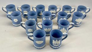 WEDGWOOD BLUE & WHITE JASPERWARE CHRISTMAS TANKARDS, incomplete run of 16 from 1971-1985 Provenance: