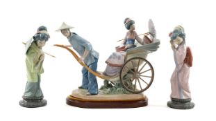 LLADRO PORCELAIN 'RICKSHAW RIDE', no. 1383, modelled by Salvador Debon, issued 1978-2005, on