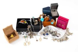 ASSORTED JEWELLERY comprising boxed Clogau silver daffodil pendant on chain together with matching