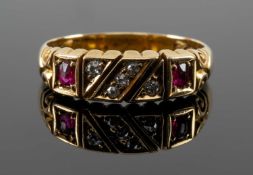 ANTIQUE 18CT GOLD RUBY & DIAMOND RING, ring size N, 3.6gms in vintage ring box Provenance: private