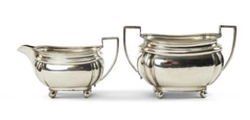 EDWARD VII SILVER SUCRIER & CREAM JUG, Sheffield 1905, maker M. W. & S., 13ozt overall approx. (2)