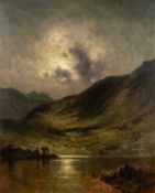 ALFRED DE BREANSKI SNR oil on canvas - artist's handwritten title verso, 'The Foot of Snowdon at