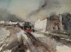 ‡ WILLIAM SELWYN watercolour - inscribed verso, 'Ffestiniog Railway, Porthmadog', signed, 20 x 27.