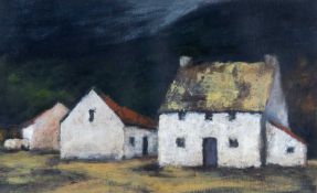 ‡ WENDY LLOYD oil on card - entitled verso 'Fferm Fynydd 4', signed verso, 24 x 39cms Provenance: