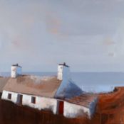 ‡ KARINA ROSANNE BARRETT acrylic on canvas - entitled verso, 'Wild Island Dwelling III' on Oriel