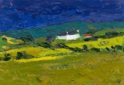 ‡ GWILYM PRICHARD oil on canvas - entitled verso, 'Fferm Wen, Sir Fon', 'White Farm, Anglesey', on