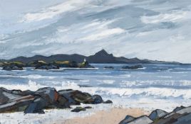 ‡ DAVID BARNES oil on board - entitled verso, 'North of Llanddwyn Island', signed verso, 39 x
