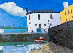 ‡ GWILYM PRICHARD oil on canvas - entitled verso, 'Dinbych Y Pysgod' on Martin Tinney Gallery label,