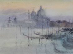 ‡ WILLIAM SELWYN watercolour - entitled verso, 'Santa Maria Della Salute, Sunset' on Albany
