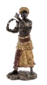 FRANZ XAVIER BERGMANN (Austrian, 1861-1936) cold painted bronze - Nubian Musician, cast as a