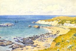 JOHN McDOUGAL (British, 1851-1945) watercolour - titled verso 'A Summer Sea (Coast of Anglesey)',