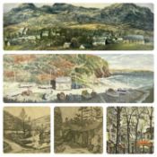 ‡ GWYNETH TOMOS limited edition (59/300) print - view in Blaenau Ffestiniog, 27 x 48.5cms, G MEIRION