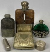 HALLMARKED SILVER & WHITE METAL ACCESSORIES comprising a silver capped with silver cup leather and