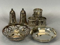 SMALL SILVER & EPNS WARE GROUP comprising a ten-sided silver bowl, London 1984, maker C J Vander