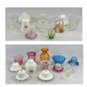 VICTORIAN & LATER CLEAR COLOURED AND OPAQUE GLASS LIGHTSHADES, COLLECTION OF APPROX. TWENTY-TWO
